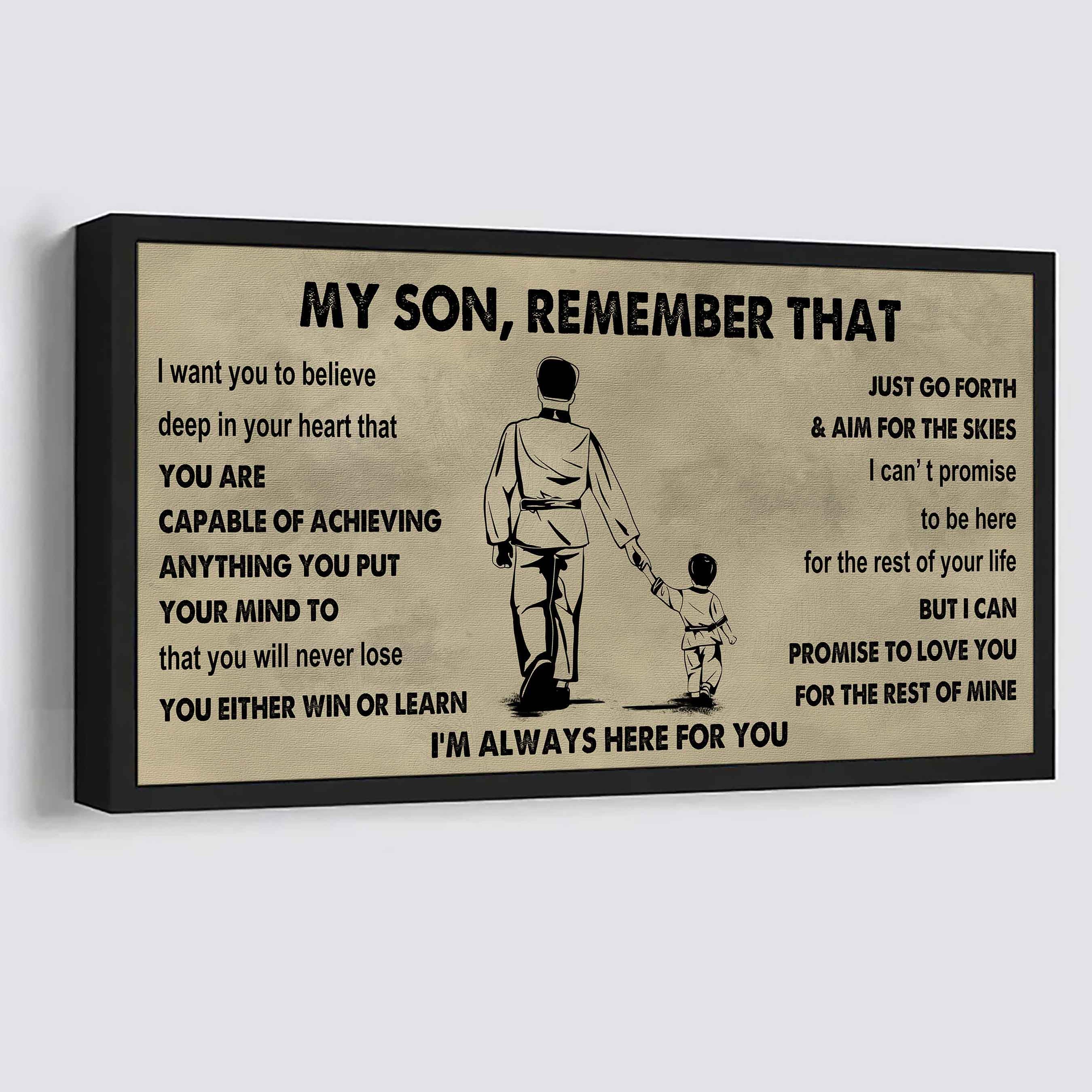 Personalized Sport Poster Canvas -  My Son Remember That You Will Never Lose You Either Win Or Learn