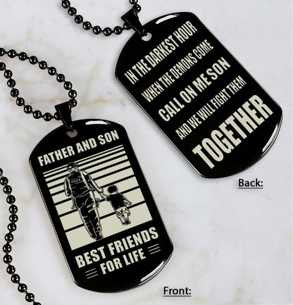 Cowboy Personalized Double Sided Dog Tag Call On Me Son And We Will Fight Them Together Gifts For Your Son From Dad