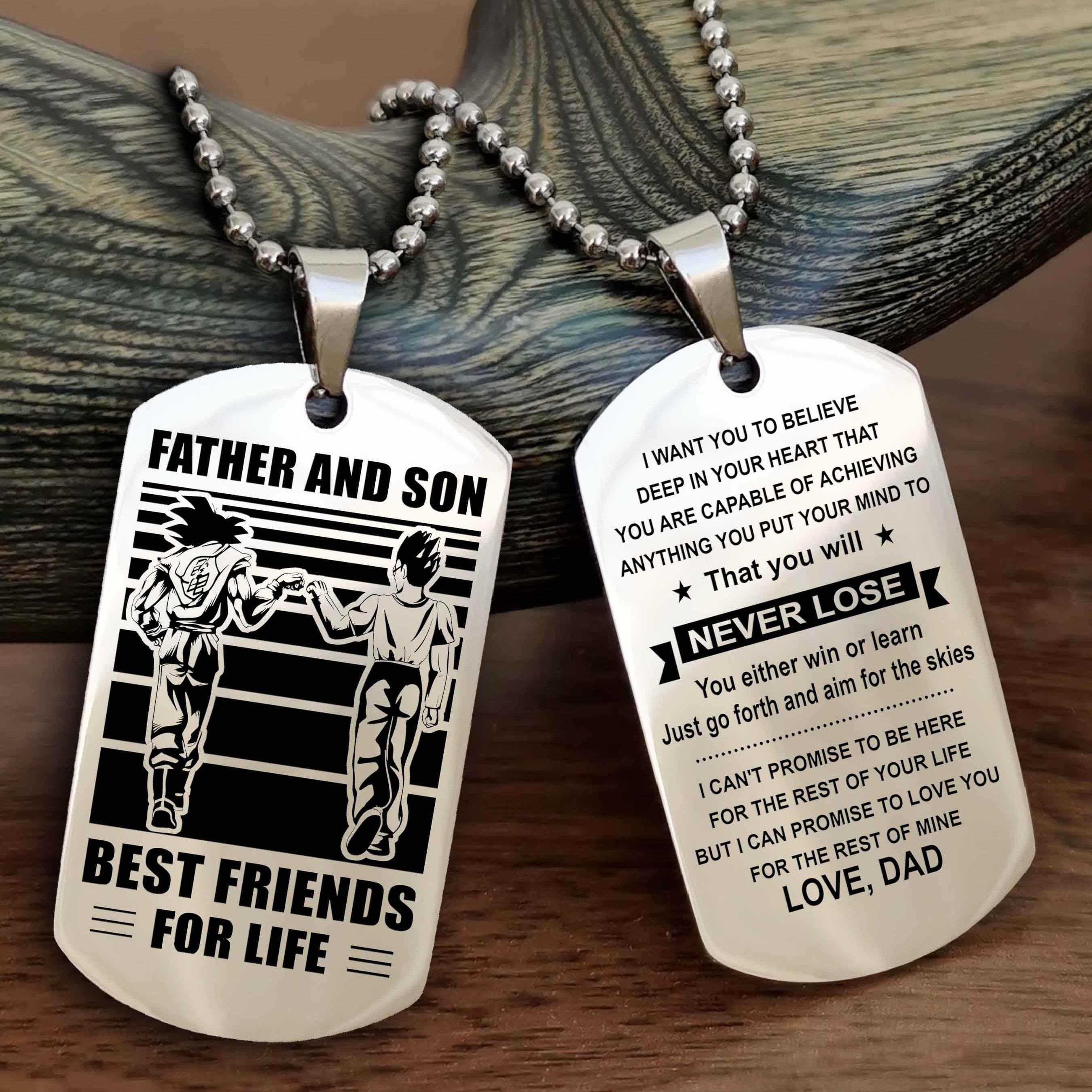 Cowboy Personalized Double Sided Dog Tag To My Son I Love You - You Will Never Lose You Either Win Or Learn From Dad To Son