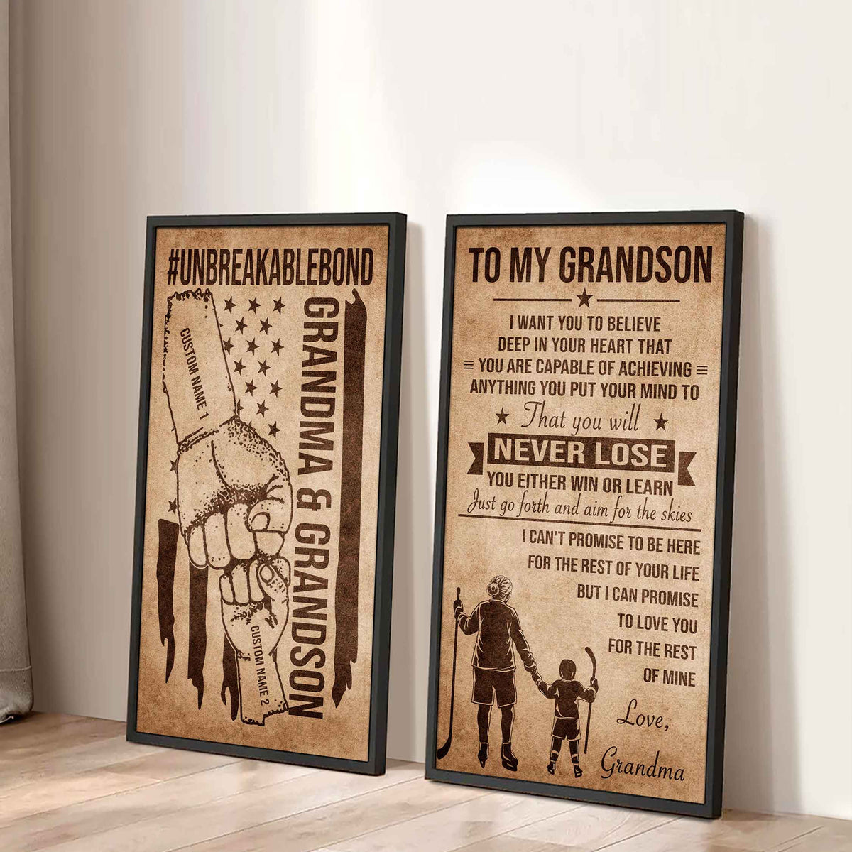 Unbreakable Bond Canvas Set Grandma And Grandson You Will Never Lose You Either Win Or Learn