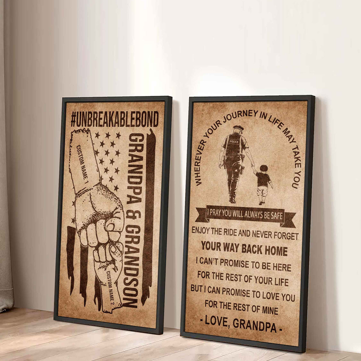 Unbreakable Bond Canvas Set Grandpa And Grandson Never Forget Your Way Back Home I Love You For The Rest Of Mine