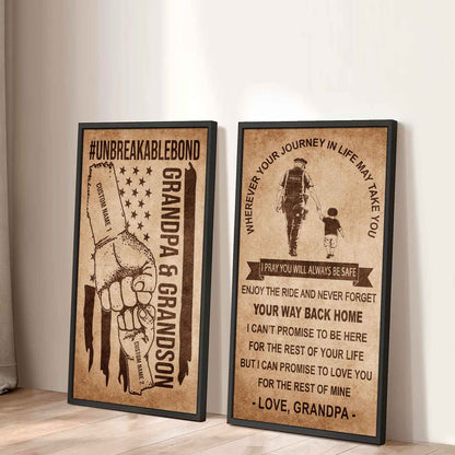 Unbreakable Bond Canvas Set Grandpa And Grandson Never Forget Your Way Back Home I Love You For The Rest Of Mine