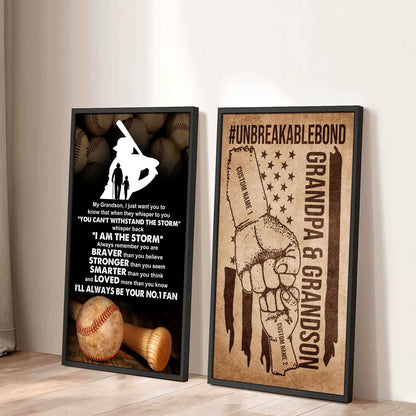 Unbreakable Bond Sport Canvas Set From Grandpa To Grandson Whisper Back I'm The Storm You Are Braver Than You Believe