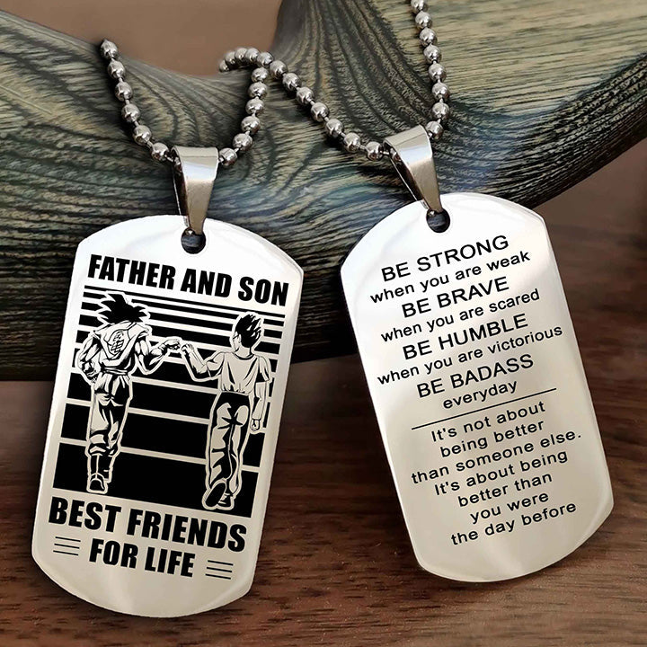Cowboy Personalized Double Sided Dog Tag To My Son I Love You - Be Strong When You Are Weak Gift From Dad To Son