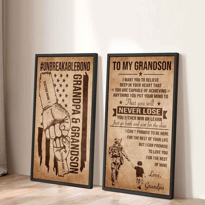 Unbreakable Bond Canvas Set Grandpa And Grandson Your Will Never Lose You Either Win Or Learn Gift For Your Grandson