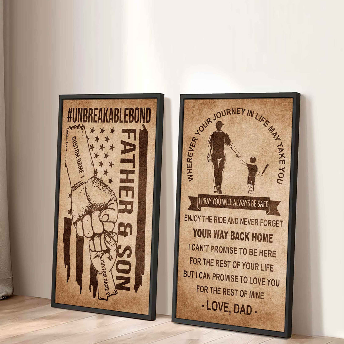 Father And Son Canvas Set To My Son Enjoy The Ride Never Forget Your Way Back Home
