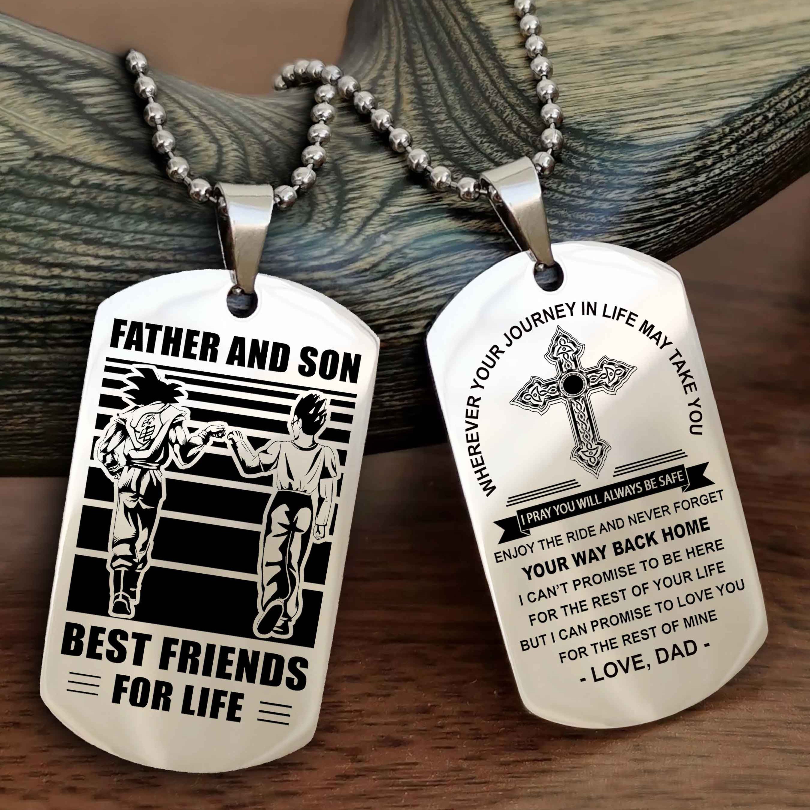 DRB Cross Double Sided Dog Tag Father And Son Best Friend For Life - Gift For Son Never Forget Your Way Back Home