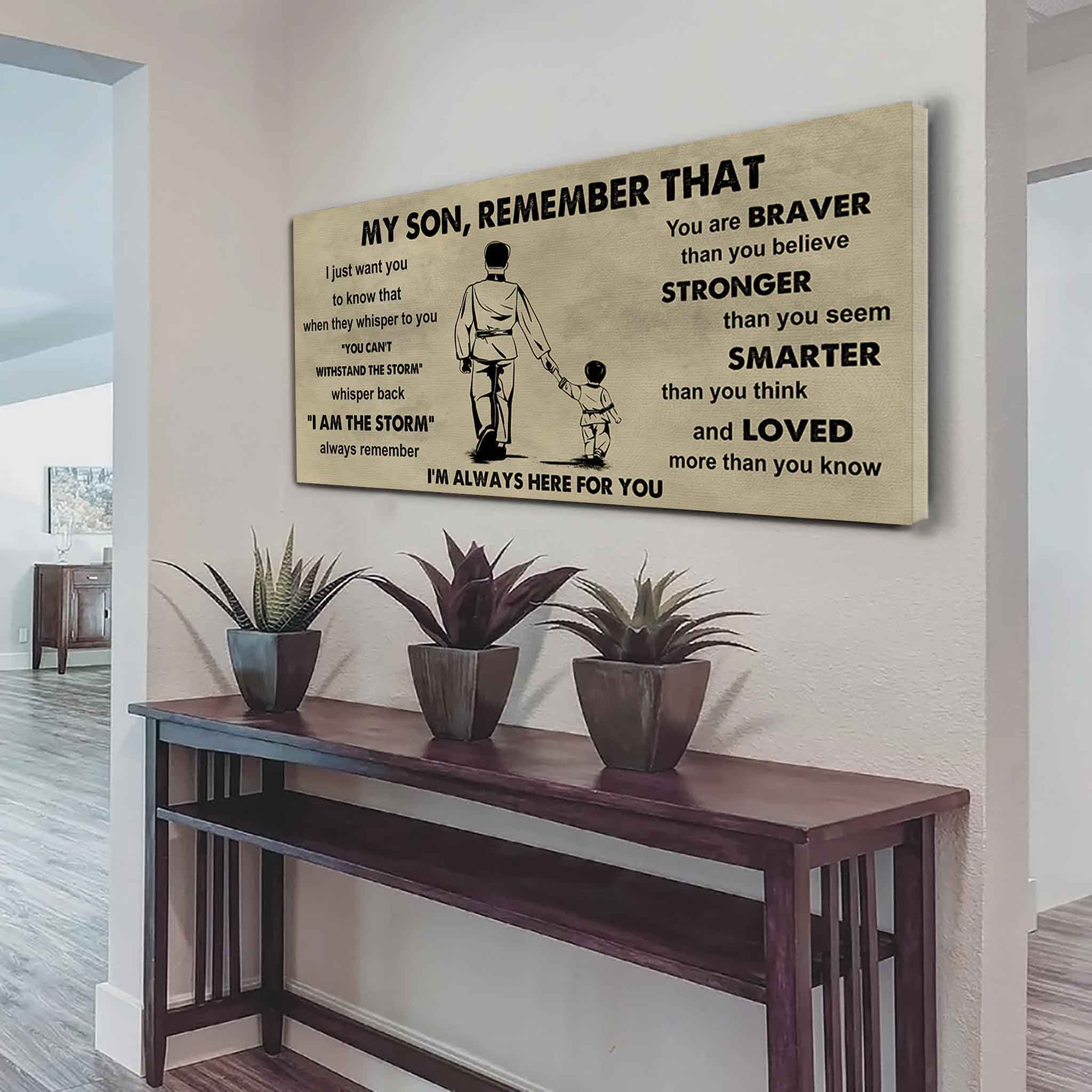 Personalized Sport Poster Canvas -  My Son Remember That Whisper Back I Am The Storm