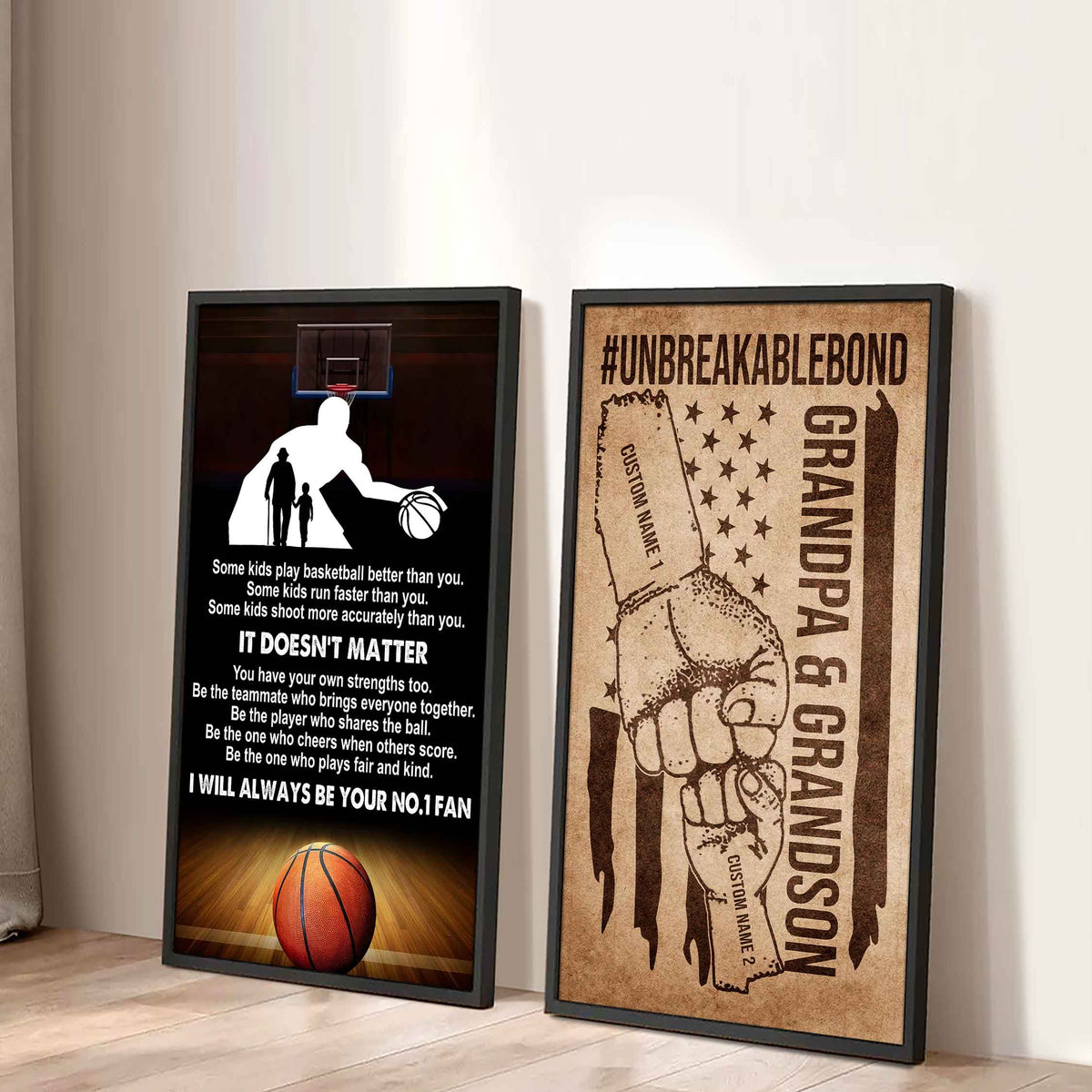 Unbreakable Bond Canvas Set From Grandpa To Grandson It's Doesn't Matter I Will Always Be Your No.1 Fan