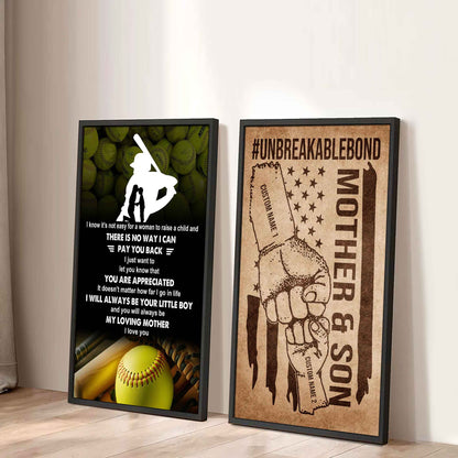 Unbreakable Bond Sport Canvas Set From Son To Mom I Know It's Not Easy - I Will Always Be Your Little Boy