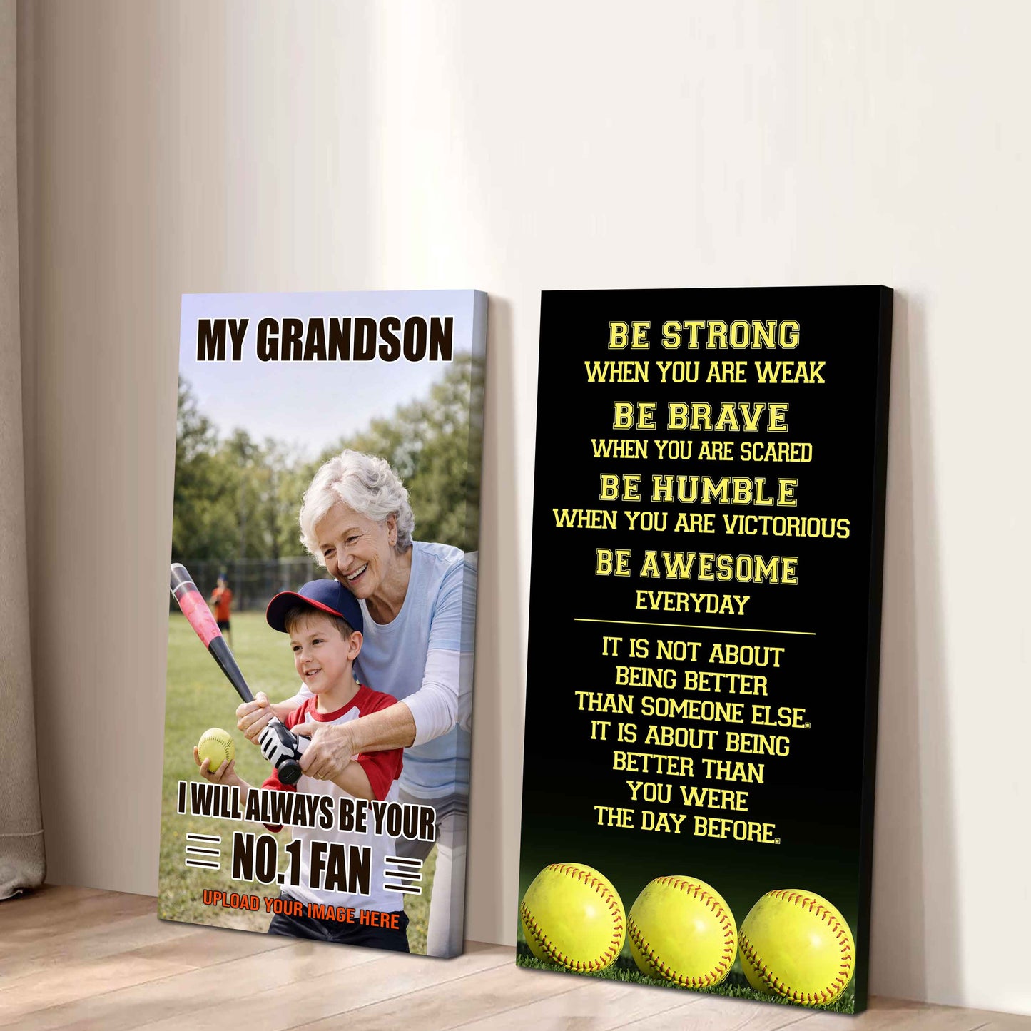 My Grandson Be Strong When You Are Weak Be Badass Everyday Set 2 Canvas Wall Art From Grandma To Grandson