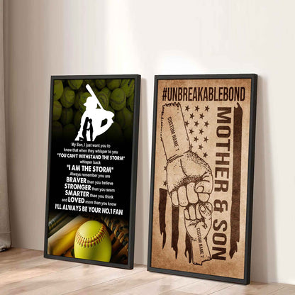 Unbreakable Bond Sport Canvas Set From Mom To Son Whisper Back I'm The Storm You Are Braver Than You Believe