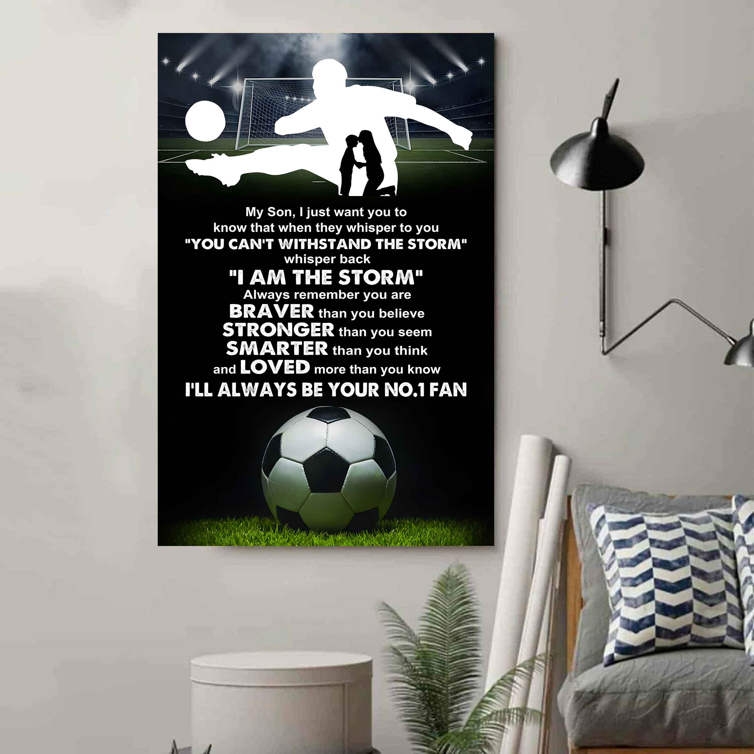 Sport Poster Canvas Mom To Son - Whisper Back I Am The Storm I Will Always Your No 1 Fan