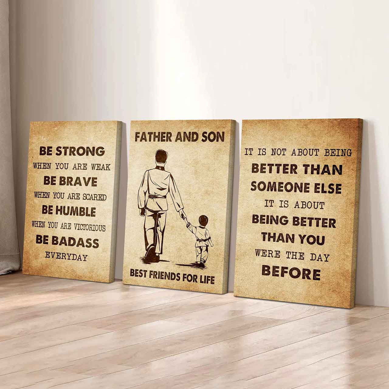 Combo 3 Biker Poster Canvas Be Strong When You Are Weak - It's Not About Being Better Than Someone Else It's About Being Better Than You Were The Day Before