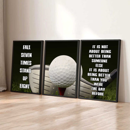 Combo 3 Sport Poster Canvas Fall Down Seven Times Stand Up Eight Gift For Your Son Your Kid