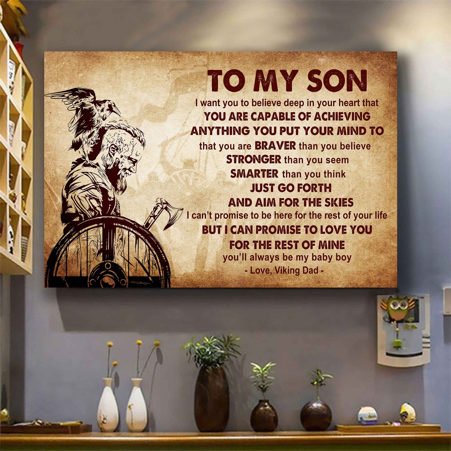 New Version Warrior Poster Canvas Just Go Forth And Aim For The Skies From Dad To Son Gift For Your Son Motivational Quotes