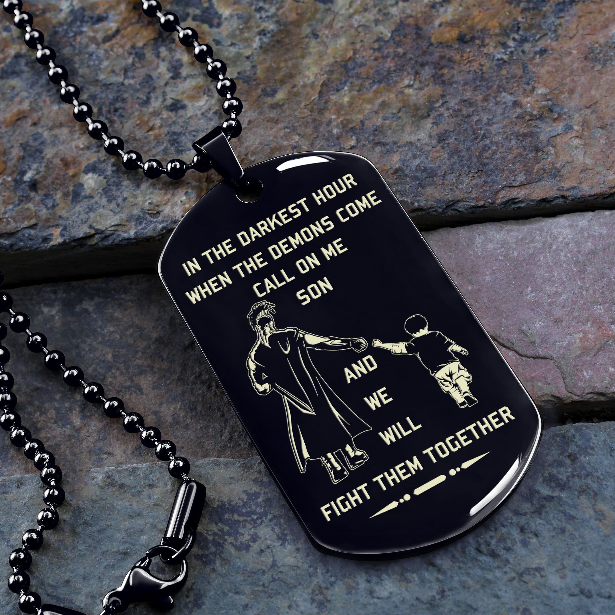 VC Personalized Double Sided Dog Tag Father And Son Best Friends For Life - Message on the back side