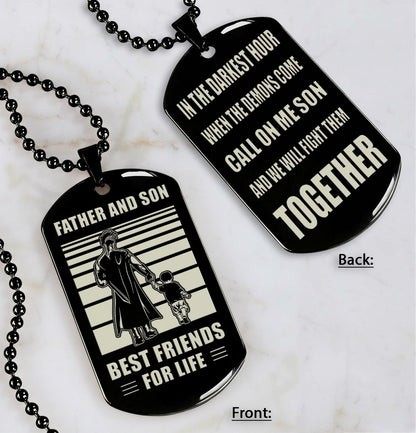 Cowboy Personalized Double Sided Dog Tag Call On Me Son And We Will Fight Them Together Gifts For Your Son From Dad
