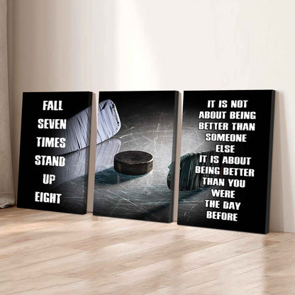 Combo 3 Sport Poster Canvas Fall Down Seven Times Stand Up Eight Gift For Your Son Your Kid