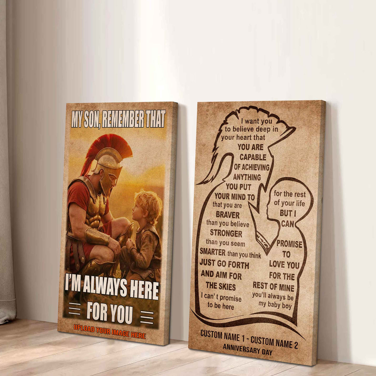 Spartan Canvas Set Father And Son Best Friend For Life - With Message Quotes
