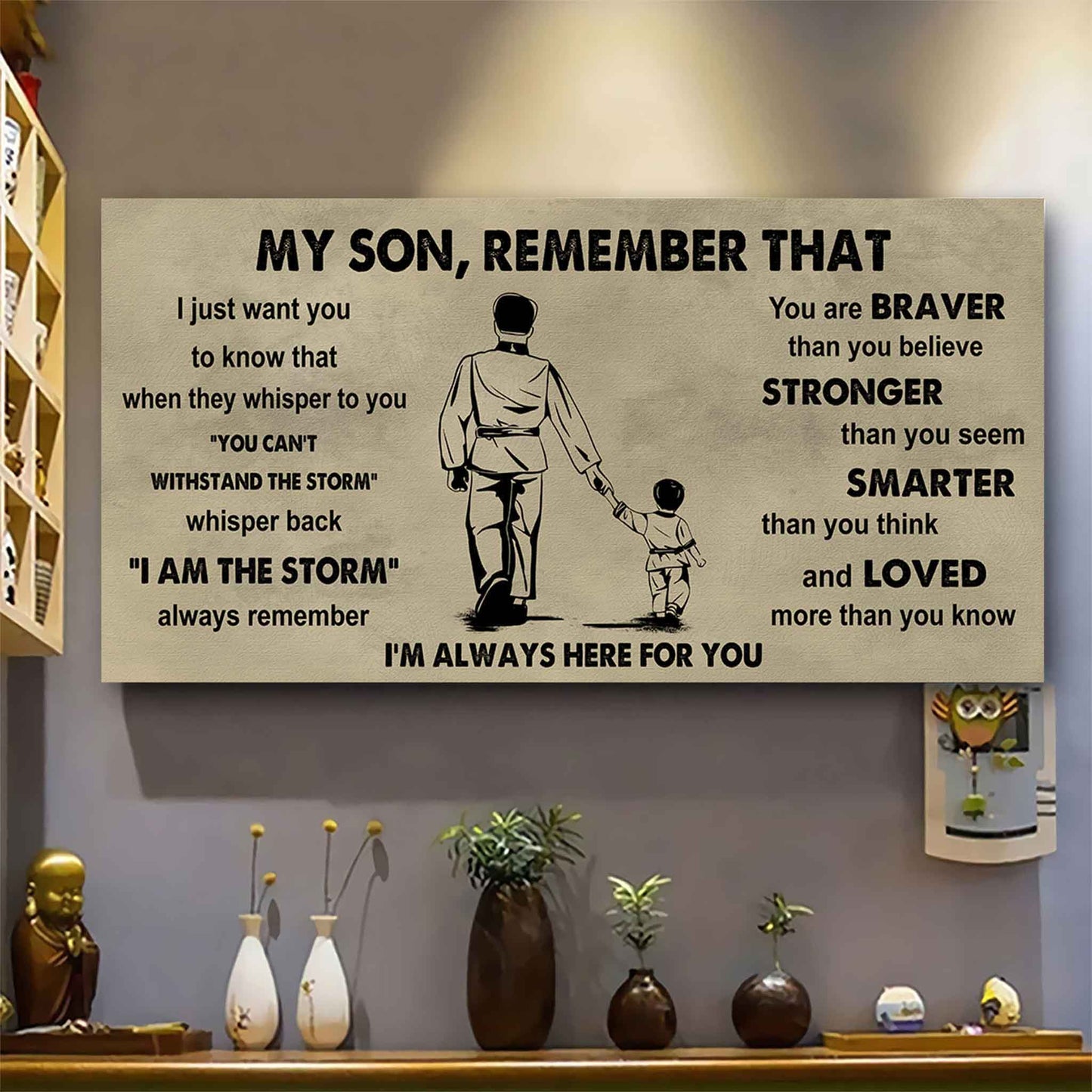 Personalized Sport Poster Canvas -  My Son Remember That Whisper Back I Am The Storm