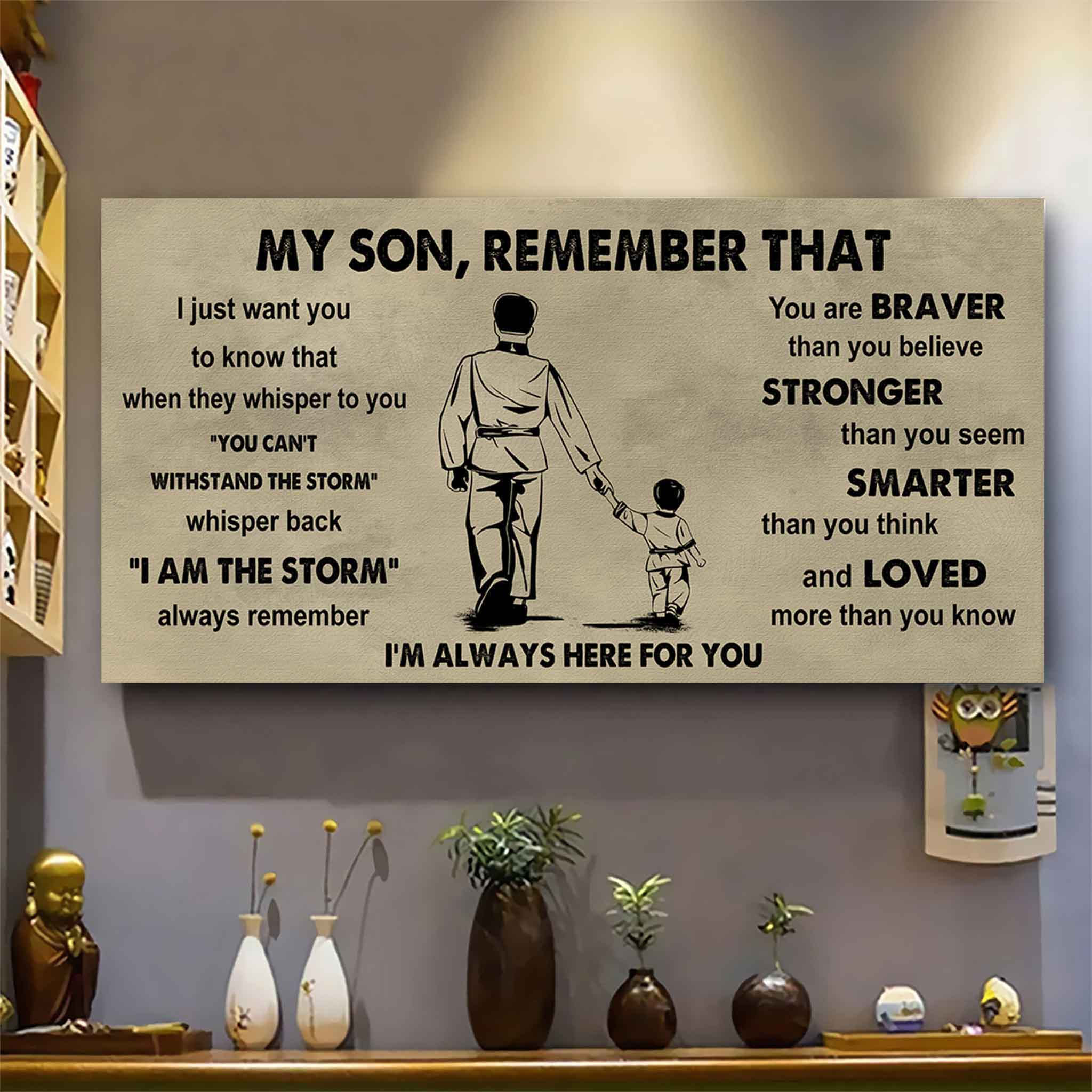 Personalized Sport Poster Canvas -  My Son Remember That Whisper Back I Am The Storm