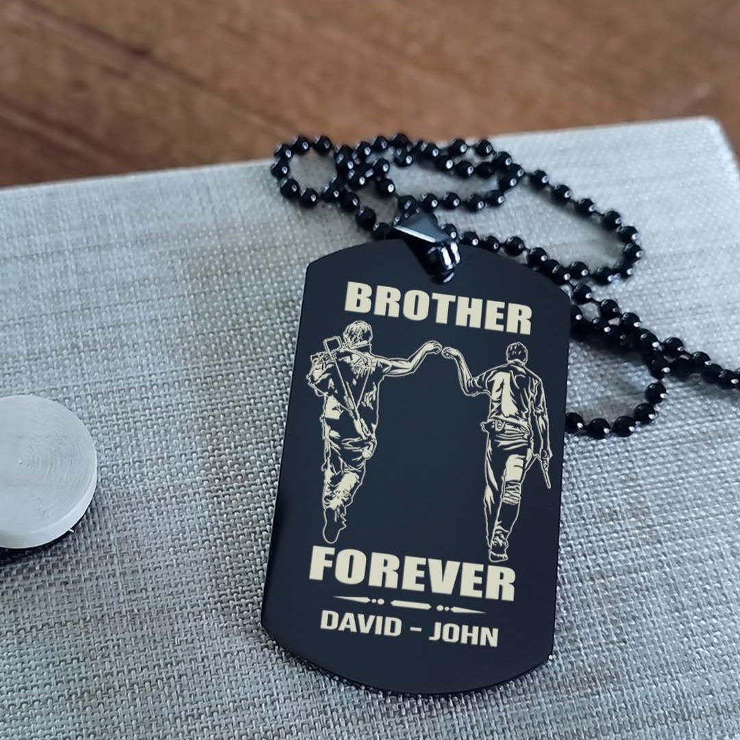 Samurai customizable engraved black dog tag double sided gift from brother, brother forever