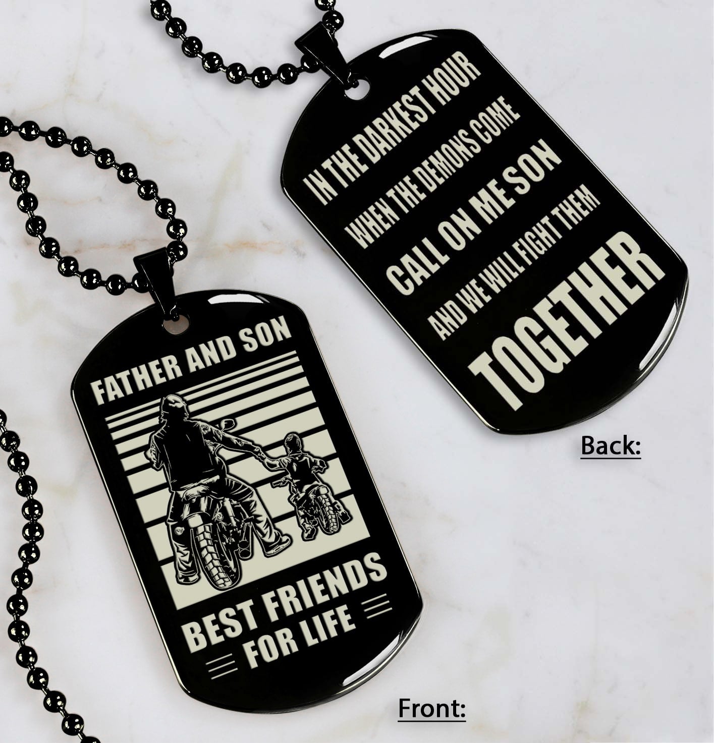 Samurai Personalized Double Sided Dog Tag Call On Me Son And We Will Fight Them Together Gifts For Your Son From Dad