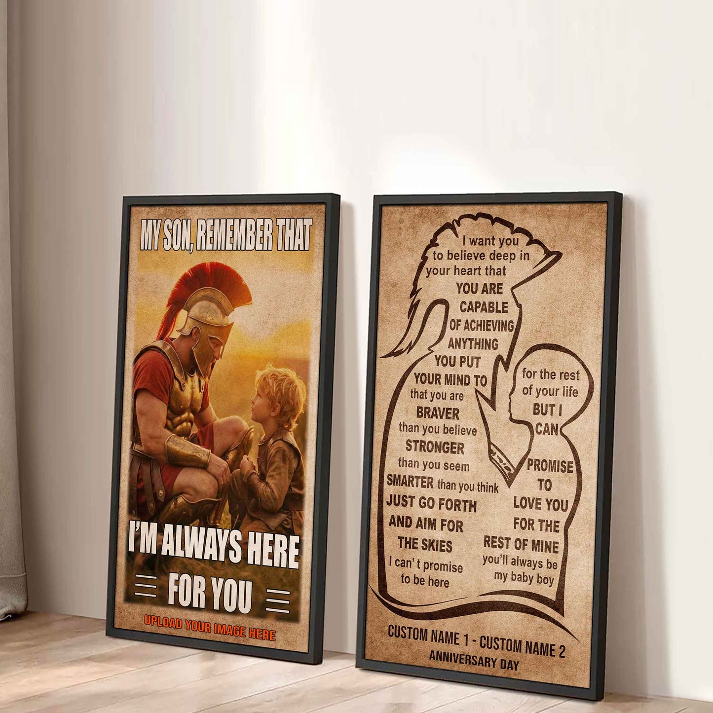 Spartan Canvas Set Father And Son Best Friend For Life - With Message Quotes
