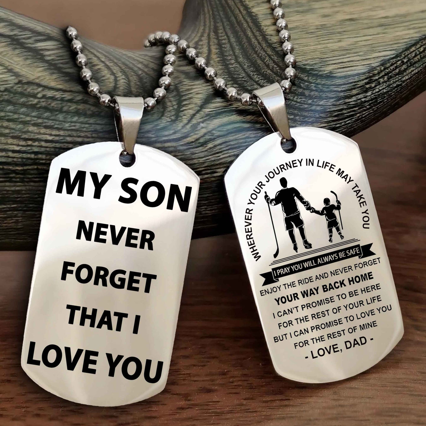 Biker Double Sided Dog Tag To My Son Never Forget That I Love You - Gift For Son Never Forget Your Way Back Home