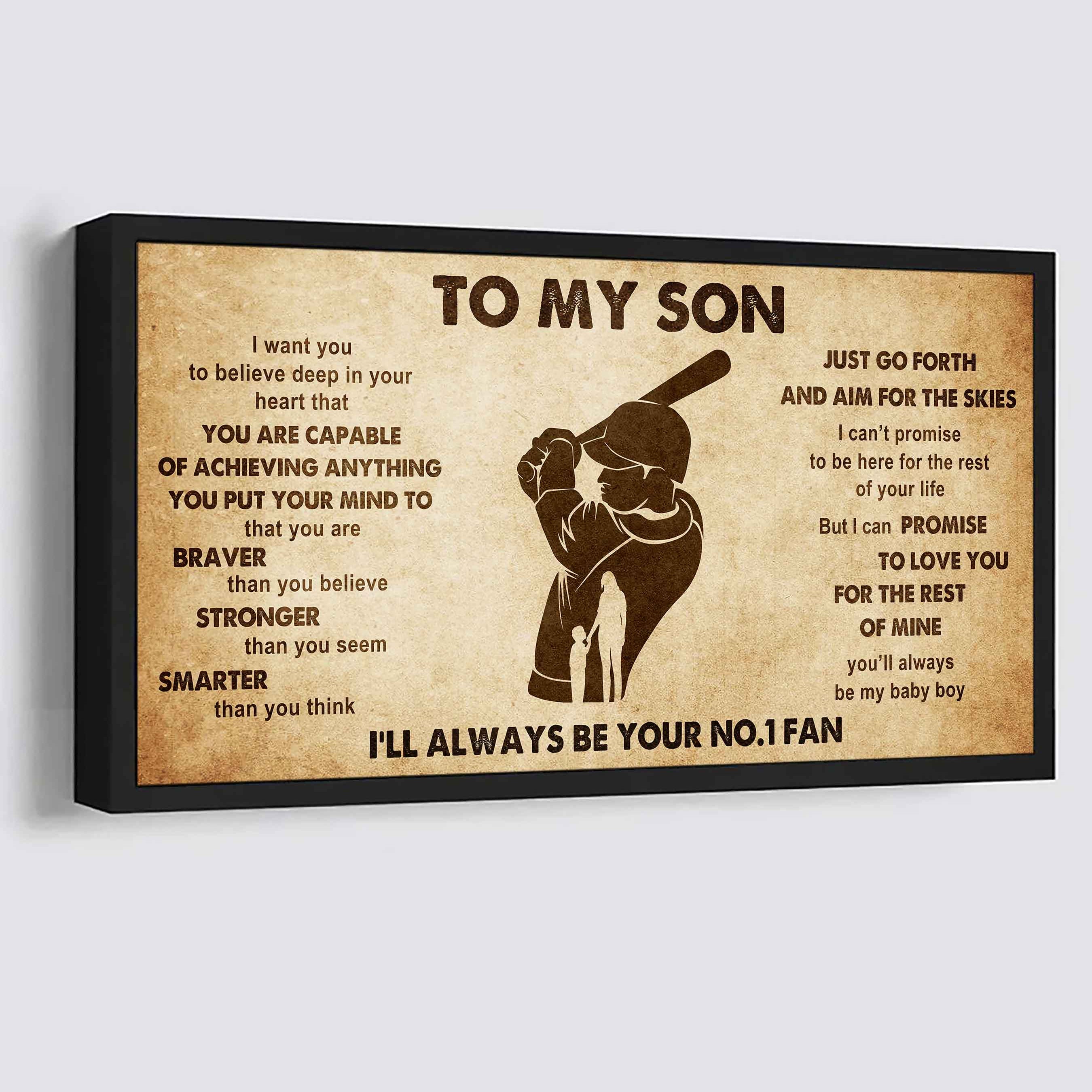 Personalized Sport Poster Canvas I'll Be Your No 1 Fan Mom To Son - That You Are Braver Than You Believe Just Go Forth