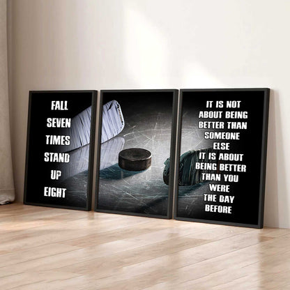 Combo 3 Sport Poster Canvas Fall Down Seven Times Stand Up Eight Gift For Your Son Your Kid