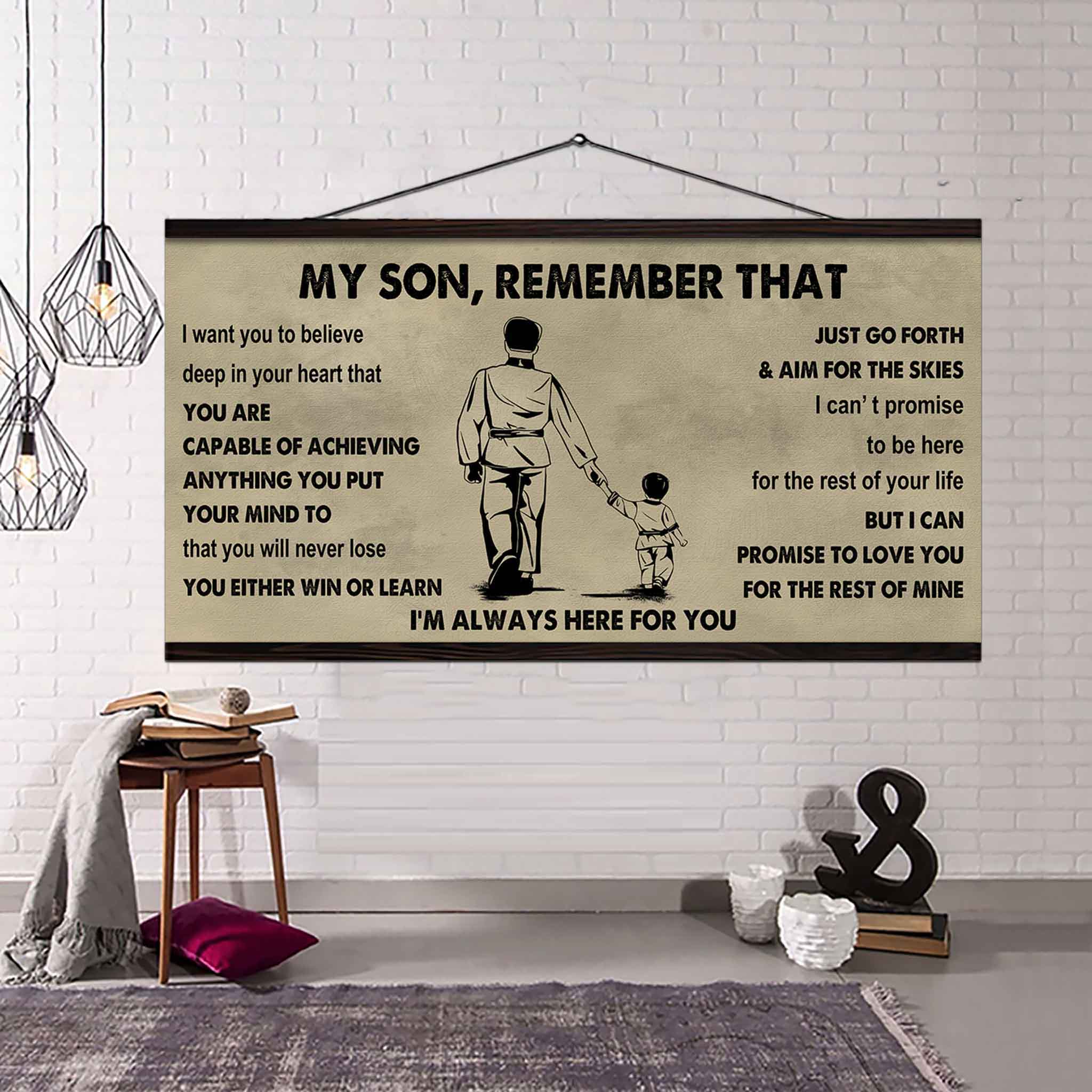 Personalized Sport Poster Canvas -  My Son Remember That You Will Never Lose You Either Win Or Learn
