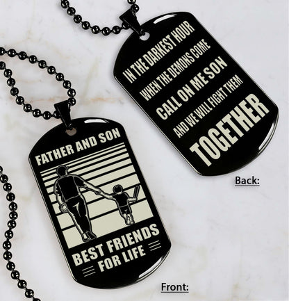 Cowboy Personalized Double Sided Dog Tag Call On Me Son And We Will Fight Them Together Gifts For Your Son From Dad