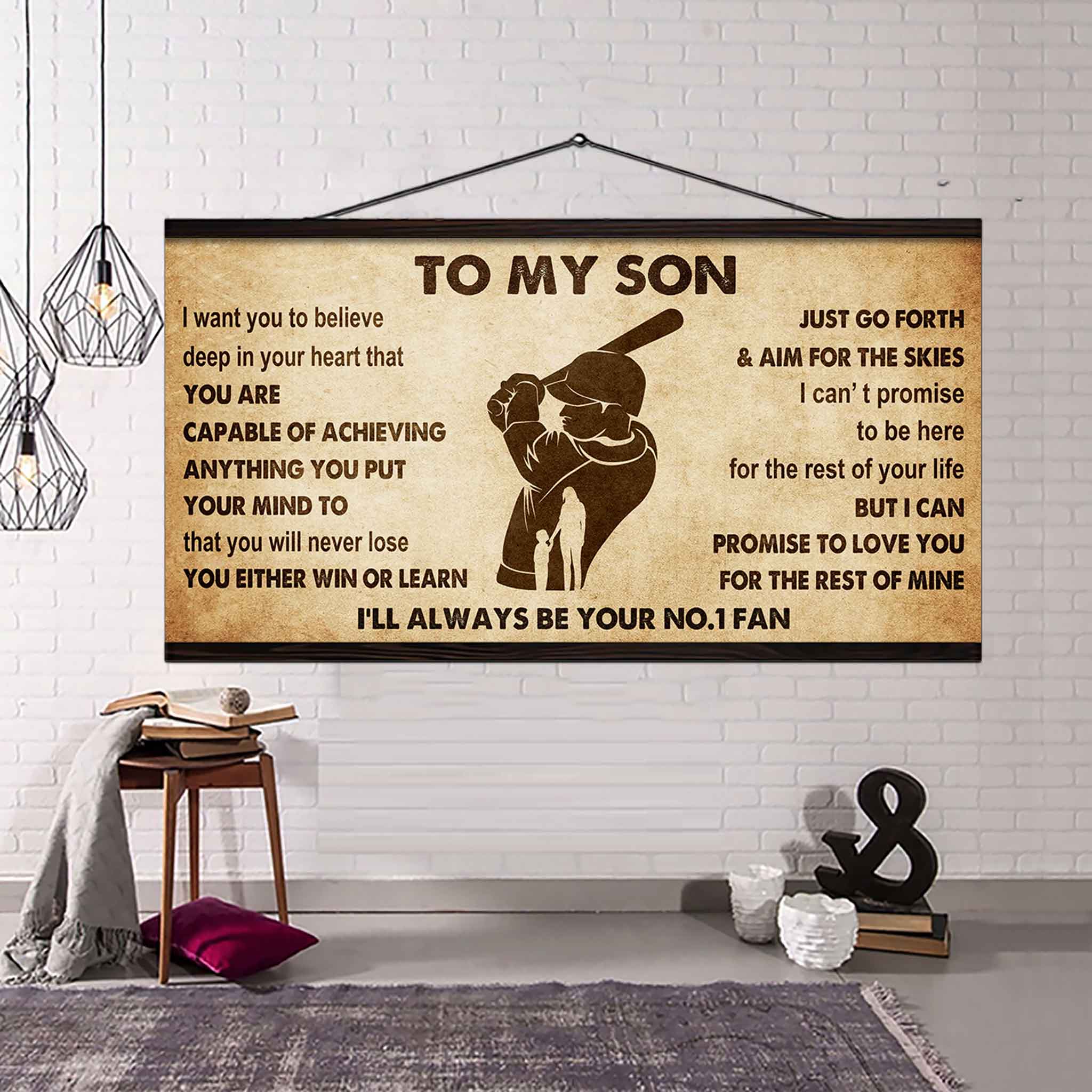Personalized Sport Poster Canvas I'll Be Your No 1 Fan Mom To Son - You Will Never Losse You Either Win Or Learn
