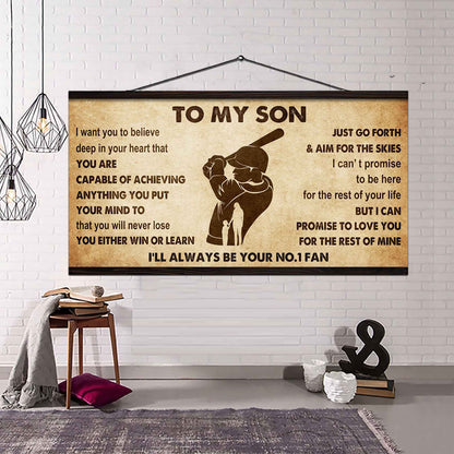 Personalized Sport Poster Canvas I'll Be Your No 1 Fan Mom To Son - You Will Never Losse You Either Win Or Learn