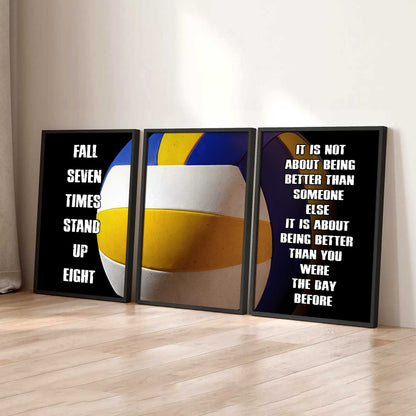 Combo 3 Sport Poster Canvas Fall Down Seven Times Stand Up Eight Gift For Your Son Your Kid