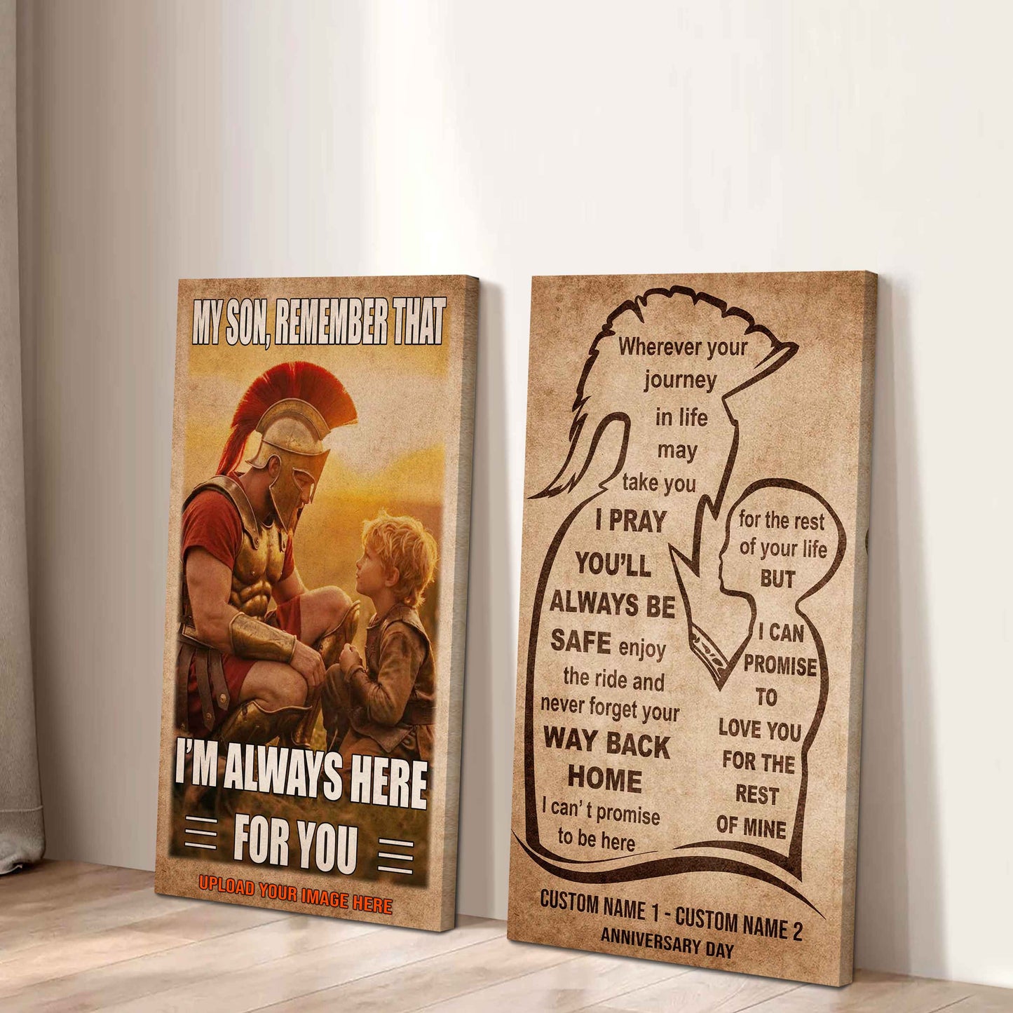 Spartan Canvas Set Father And Son Best Friend For Life - With Message Quotes