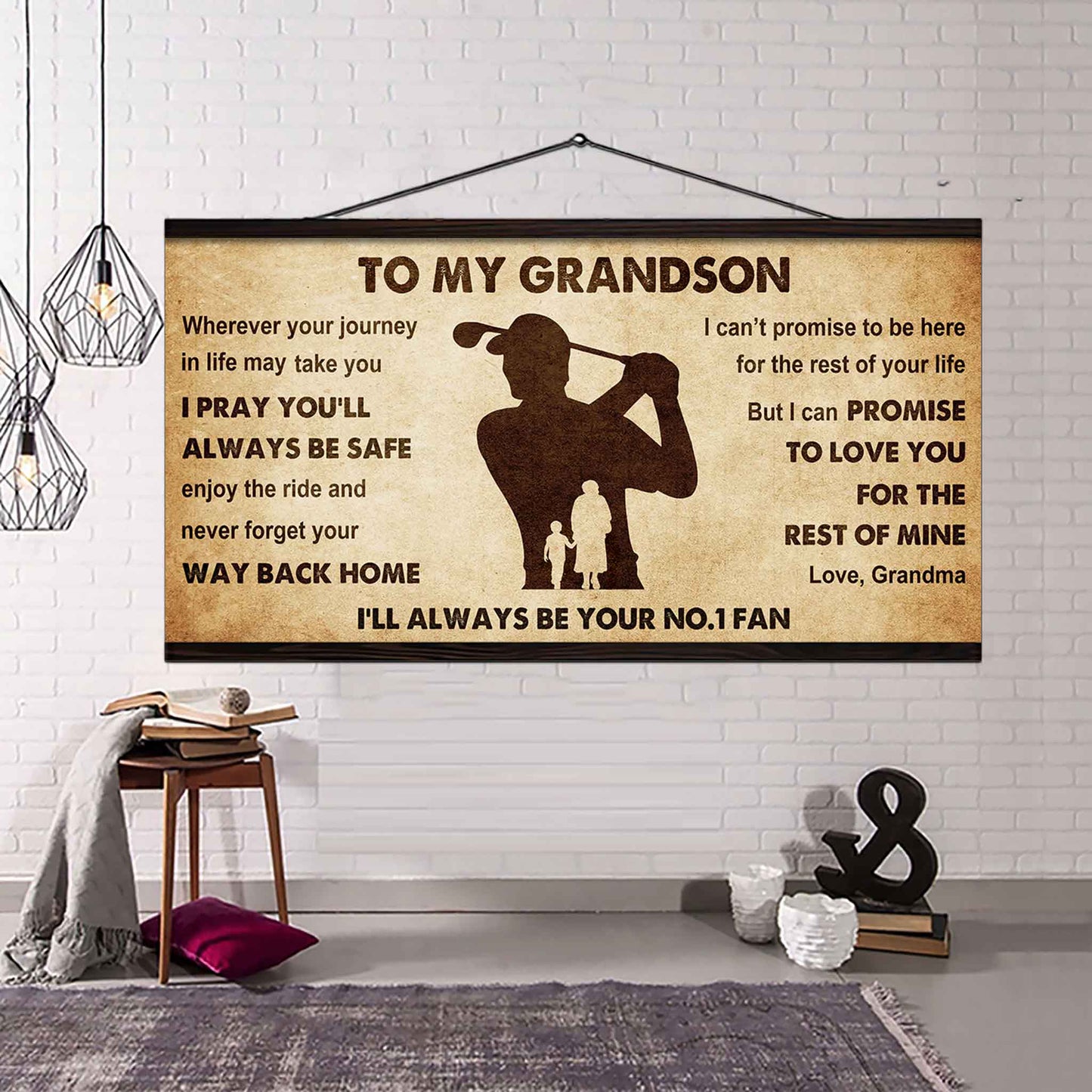Personalized Sport Baseball Poster Canvas I'll Be Your No 1 Fan Grandma To Grandson - Never Forget Your Way Back Home
