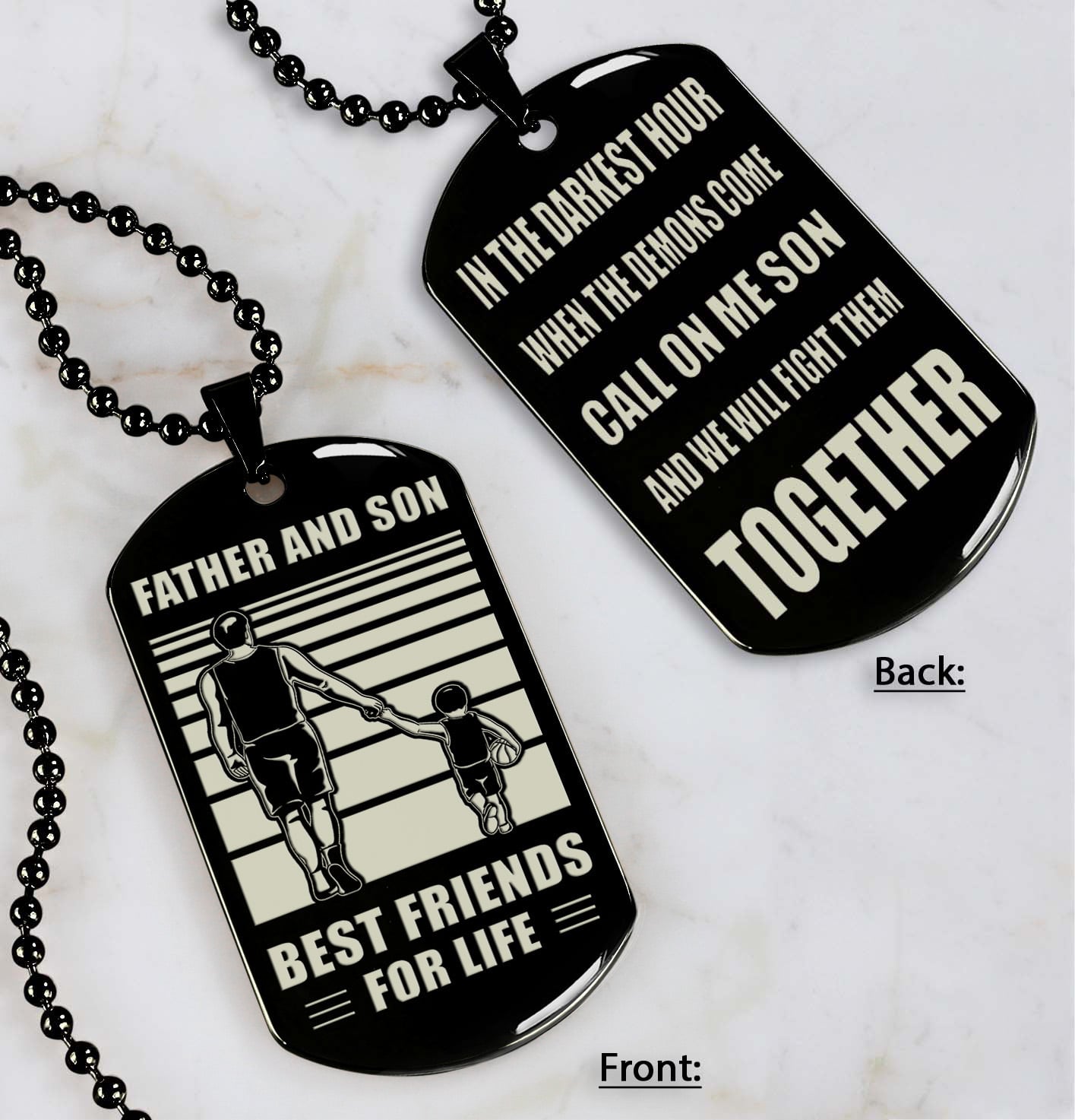 Samurai Personalized Double Sided Dog Tag Call On Me Son And We Will Fight Them Together Gifts For Your Son From Dad