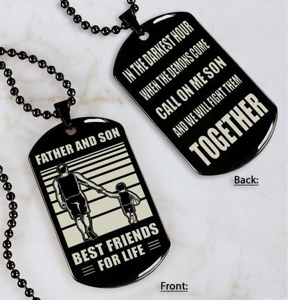 Cowboy Personalized Double Sided Dog Tag Call On Me Son And We Will Fight Them Together Gifts For Your Son From Dad