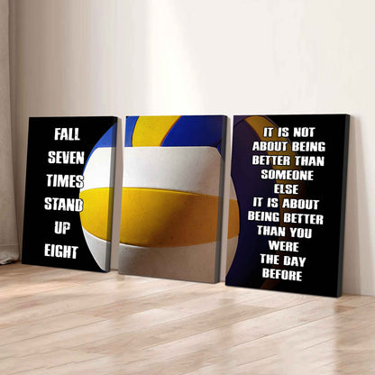 Combo 3 Sport Poster Canvas Fall Down Seven Times Stand Up Eight Gift For Your Son Your Kid
