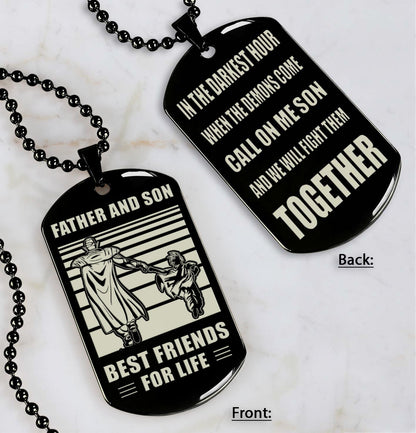 Cowboy Personalized Double Sided Dog Tag Call On Me Son And We Will Fight Them Together Gifts For Your Son From Dad