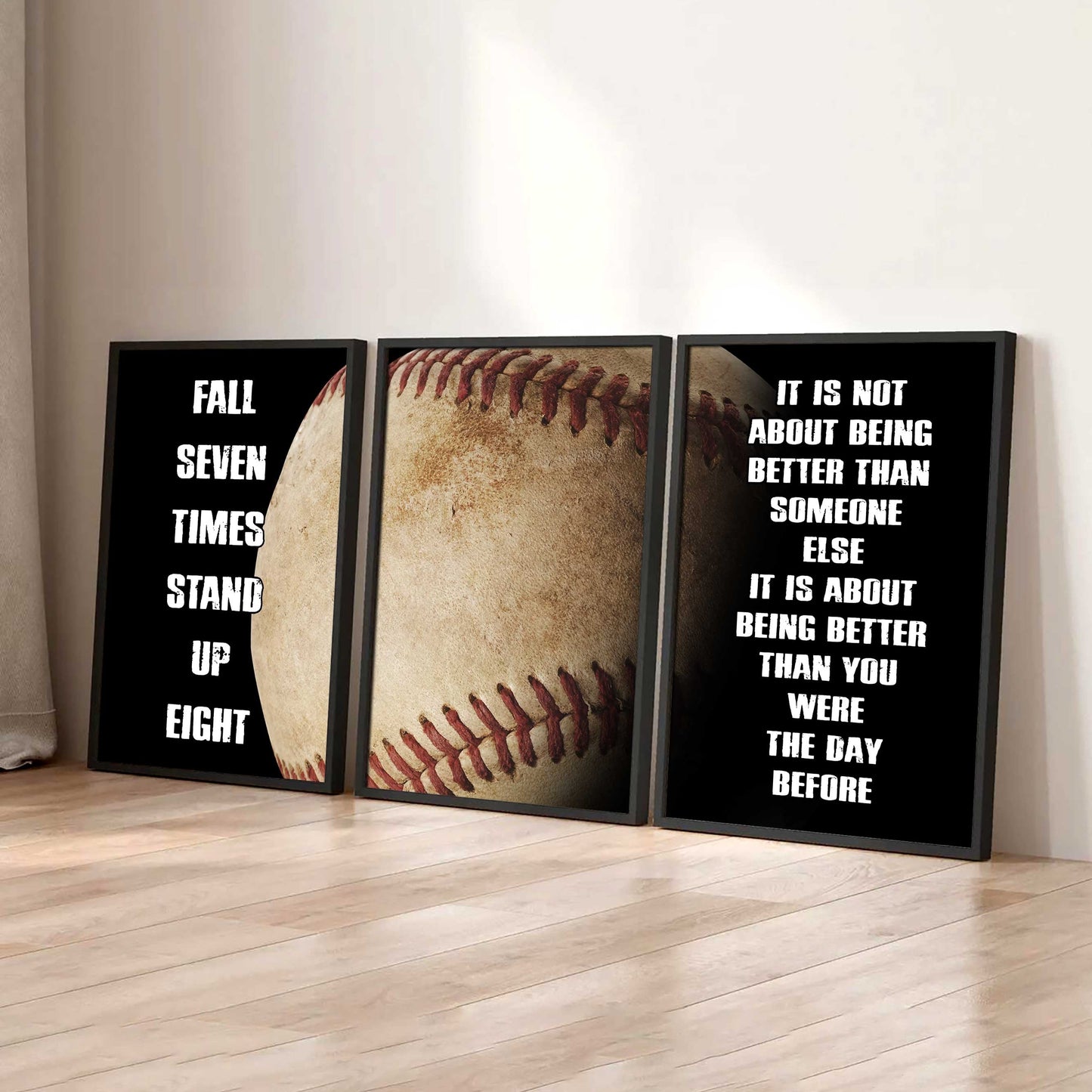 Combo 3 Sport Poster Canvas Fall Down Seven Times Stand Up Eight Gift For Your Son Your Kid