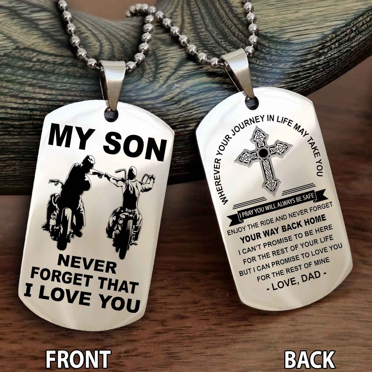 Special Version Double Side Dog Tag My Son Never Forget Your Way Back Home Cross Gift For You Son
