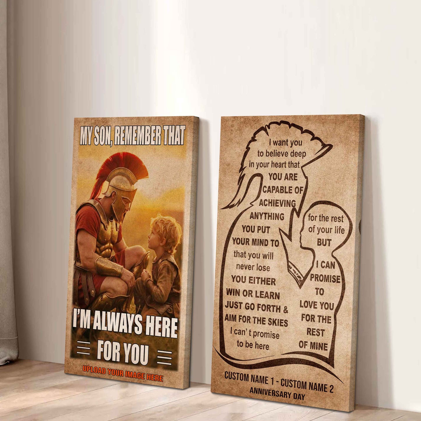 Spartan Canvas Set Father And Son Best Friend For Life - With Message Quotes