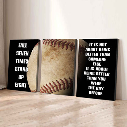 Combo 3 Sport Poster Canvas Fall Down Seven Times Stand Up Eight Gift For Your Son Your Kid