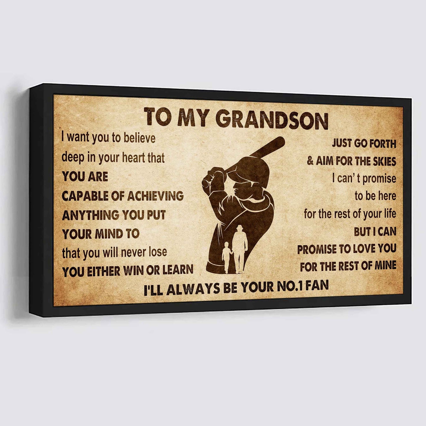 Personalized Sport Poster Canvas I'll Be Your No 1 Fan Grandpa To Grandson - You Will Never Lose You Either Win Or Learn