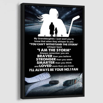Baketball Poster Canvas Grandma To Granddaughter - Whisper Back I Am The Storm I Will Always Your No 1 Fan