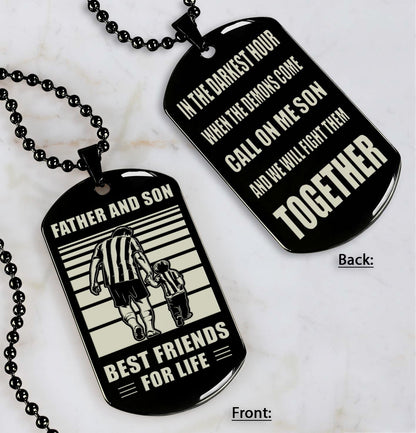 Cowboy Personalized Double Sided Dog Tag Call On Me Son And We Will Fight Them Together Gifts For Your Son From Dad